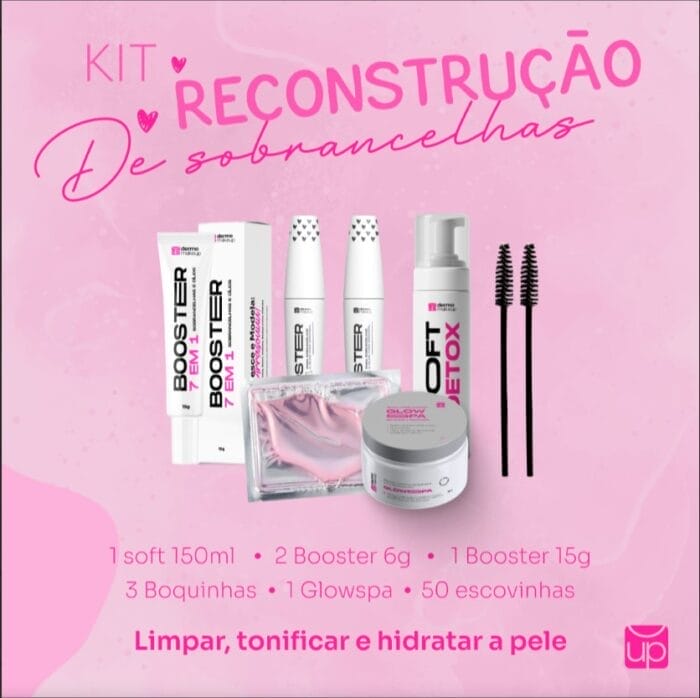 KIT COMPLETO de Reconstrução de Sobrancelhas - Booster, SoftDetox, Argila, Máscara Labial e Escovinha - Imagem 1