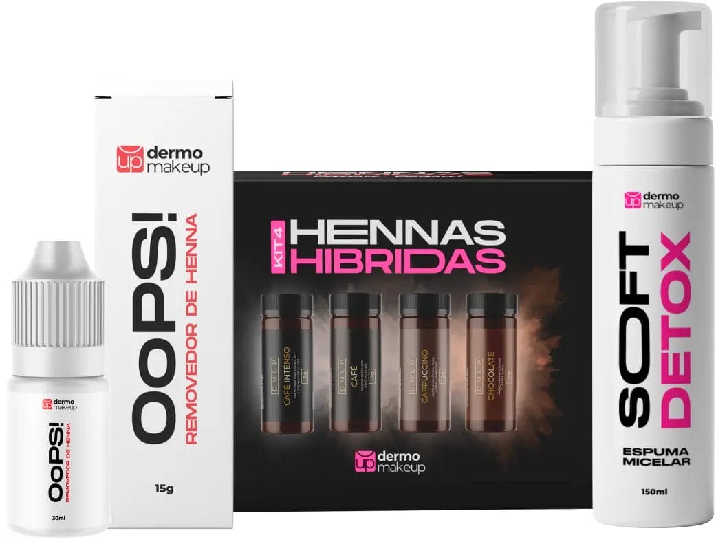 Kit 4 Hennas Completo – Kit + OoPS + SoftDetox – Dermo Makeup